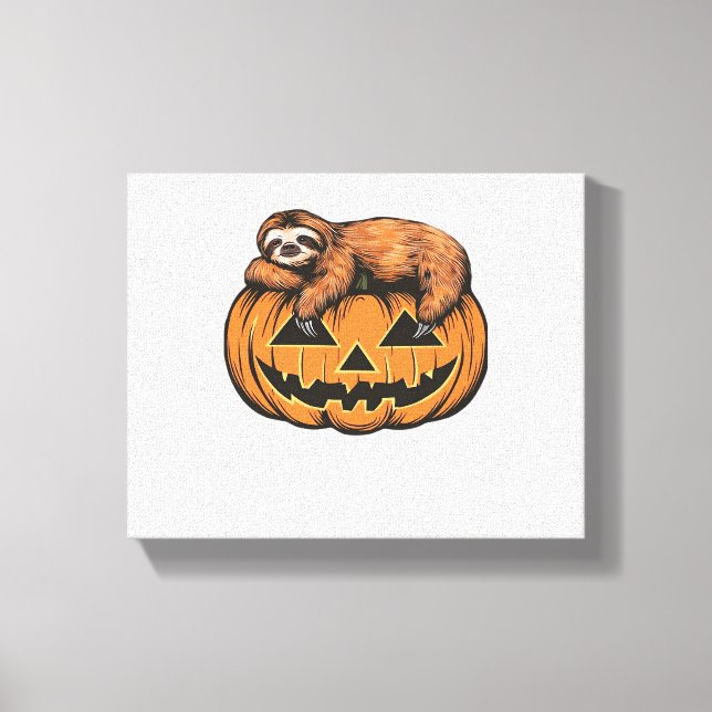 Funny Sloth auf Halloween Pumpkin Essential T - Sh Leinwanddruck (Vorderseite)