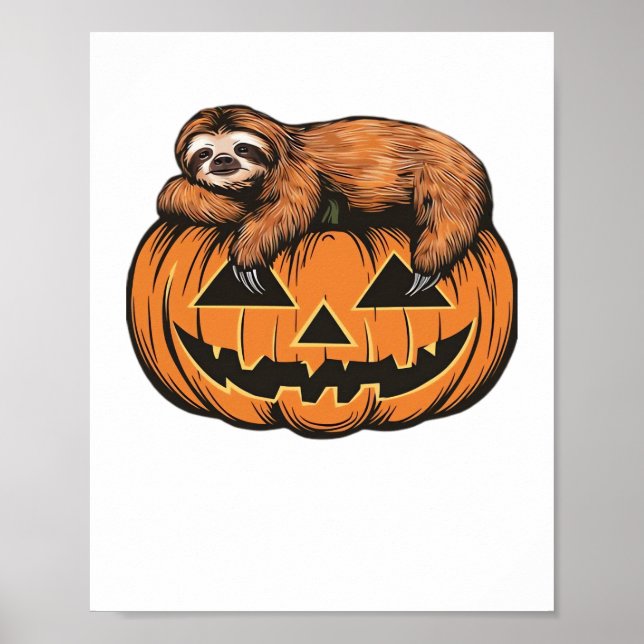 Funny Sloth auf Halloween Pumpkin Essential T - Sh Poster (Vorne)