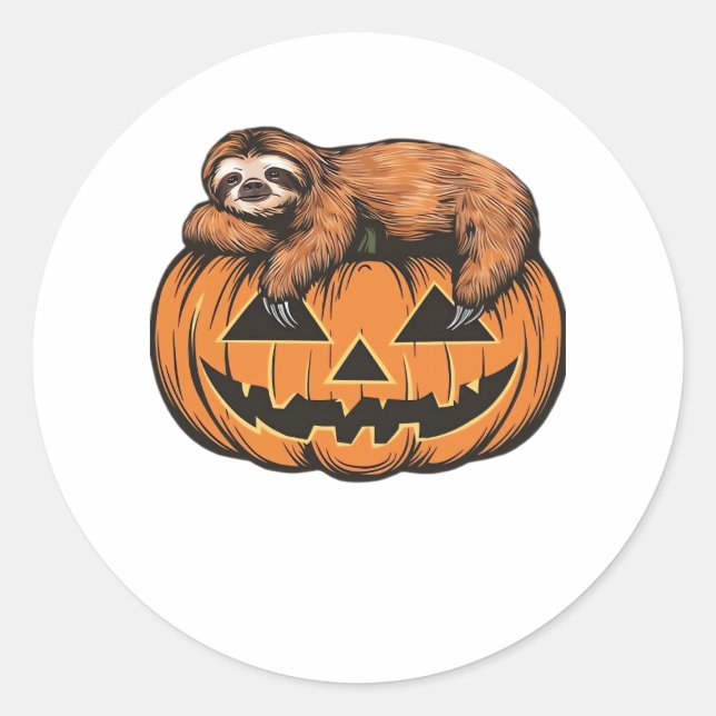 Funny Sloth auf Halloween Pumpkin Essential T - Sh Runder Aufkleber (Vorderseite)