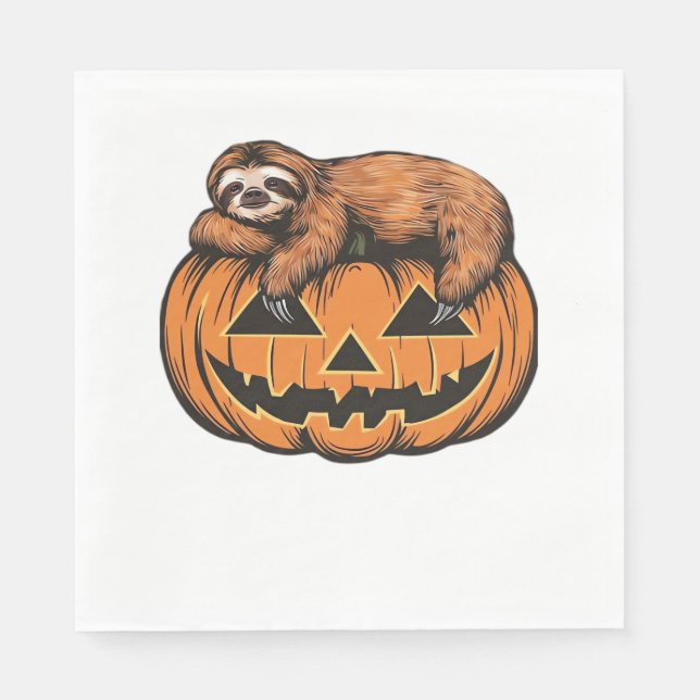 Funny Sloth auf Halloween Pumpkin Essential T - Sh Serviette (Vorderseite)