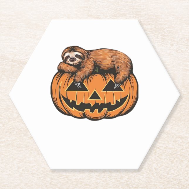 Funny Sloth auf Halloween Pumpkin Essential T - Sh Untersetzer (Vorderseite)