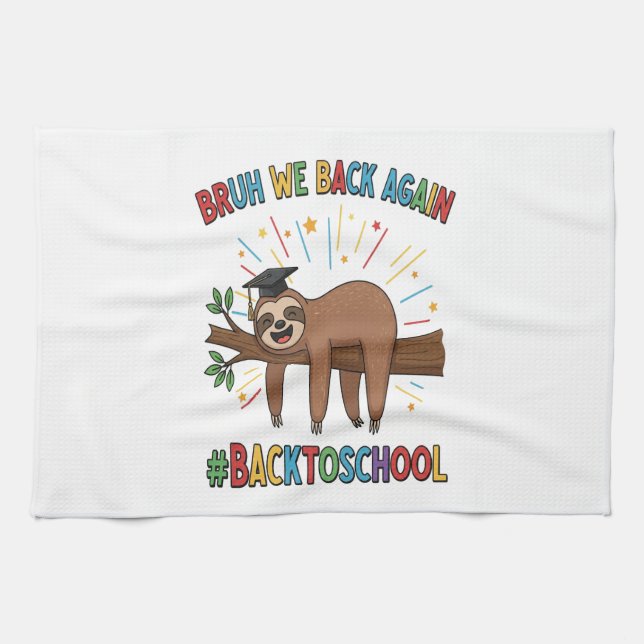 Funny Sloth Back to School Geschirrtuch (Horizontal)