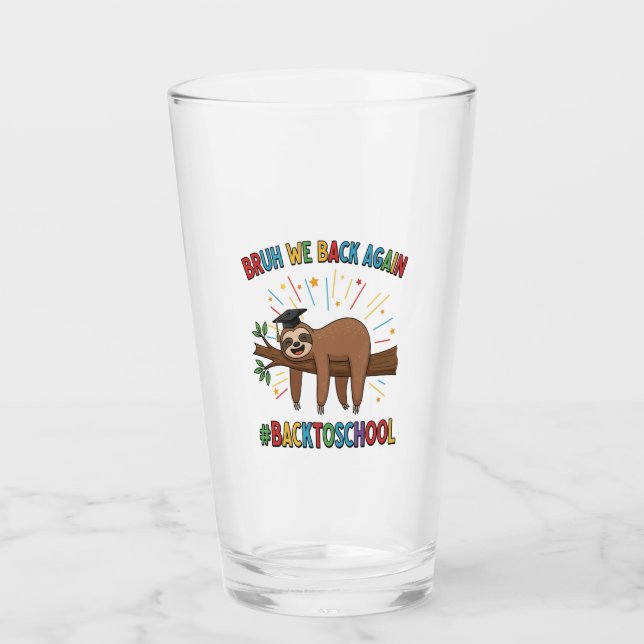 Funny Sloth Back to School Glas (Vorderseite)