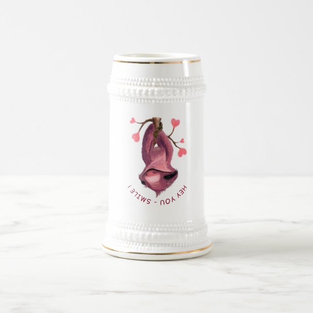 Funny Sloth Beer Stein - Benutzerdefinierter Text Bierglas (Mittel)