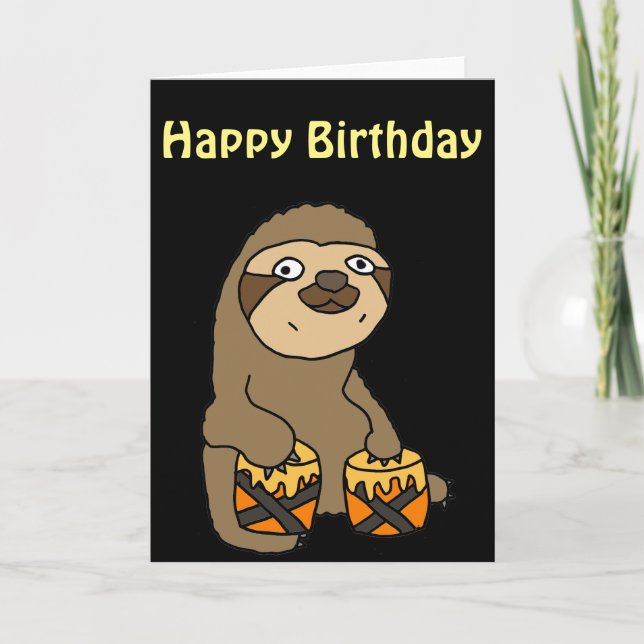 Funny Sloth beim Bongo-Trommeln Karte (Vorderseite)
