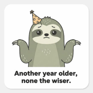 Funny Sloth Birthday Sticker - Sarcastic Vintage