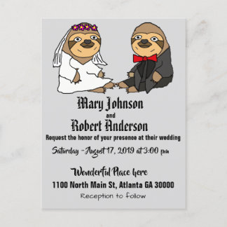 Funny Sloth Brie und Groom Wedding Einladung