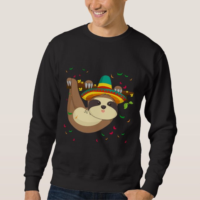Funny Sloth Cinco De Mayo Sombrero Sweatshirt (Vorderseite)