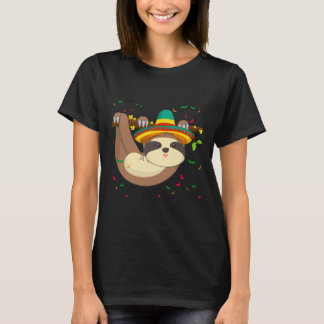 Funny Sloth Cinco De Mayo Sombrero T-Shirt