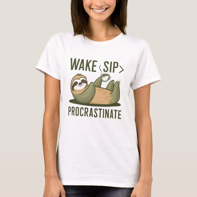 Funny Sloth Coffee T-Shirt (Vorderseite)