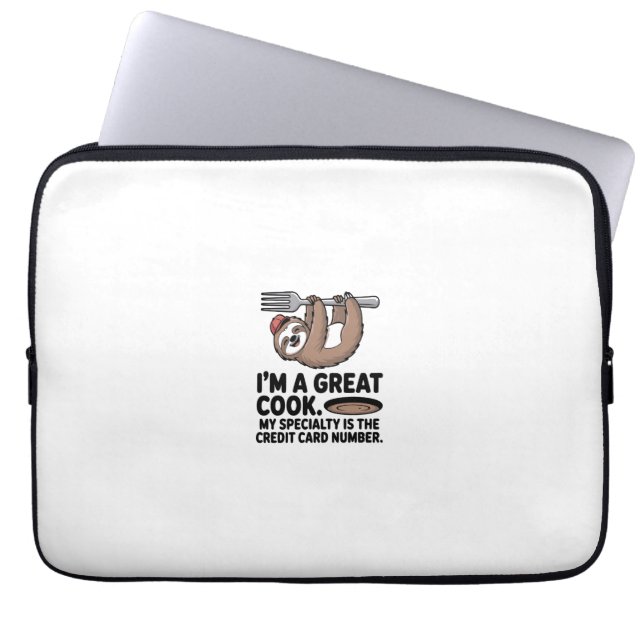 Funny Sloth Cook Hanging on a Fork Laptopschutzhülle (Vorderseite)