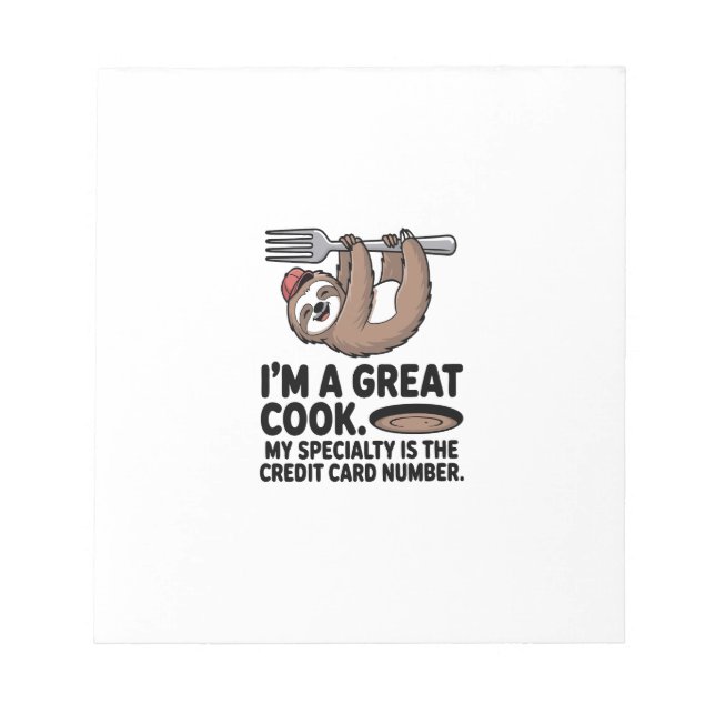 Funny Sloth Cook Hanging on a Fork Notizblock (Vorderseite)
