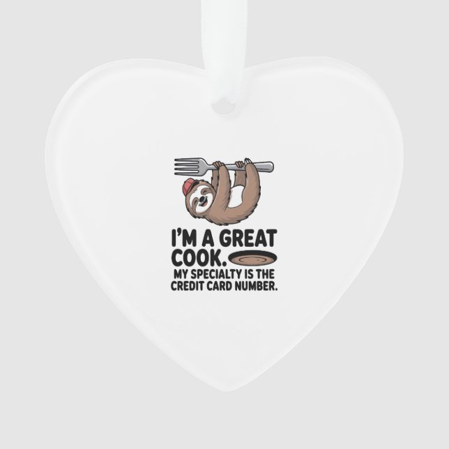 Funny Sloth Cook Hanging on a Fork Ornament (Vorderseite)