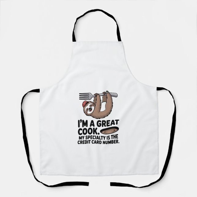 Funny Sloth Cook Hanging on a Fork Schürze (Vorderseite)
