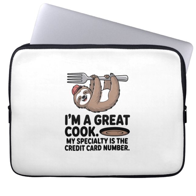 Funny Sloth Cook Hängt auf einer Gabel Laptopschutzhülle (Vorderseite)
