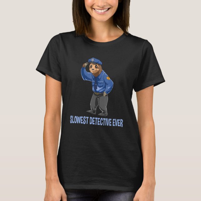 Funny Sloth Detective - Policemen Policewomen T-Shirt (Vorderseite)