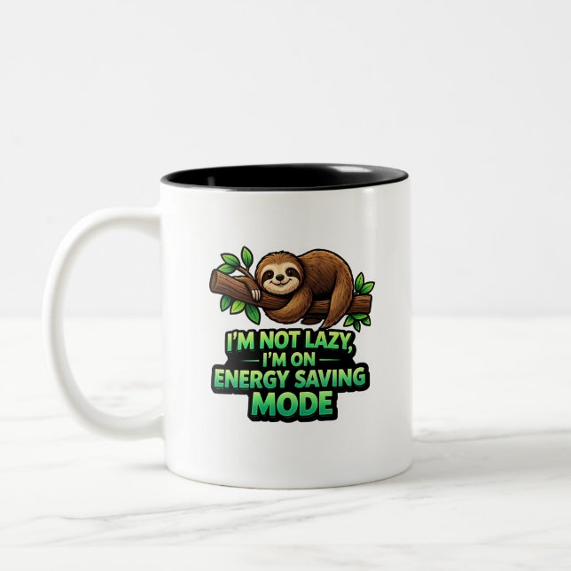 Funny Sloth Energy Saving Mode Coffee Mug Zweifarbige Tasse (Links)