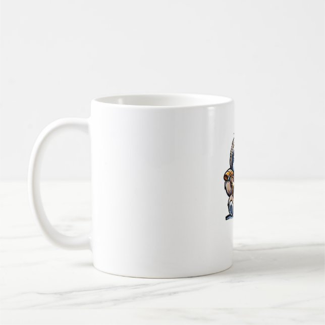 Funny Sloth frisst Pizza, Kawaii Animal drüben Kaffeetasse (Links)