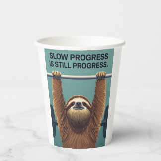 Funny Sloth Gym Motivation Poster - Slow Progress Pappbecher