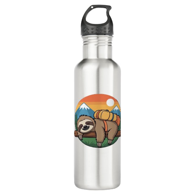 Funny Sloth Hiking Classic T-Shirt_1 Edelstahlflasche (Vorderseite)