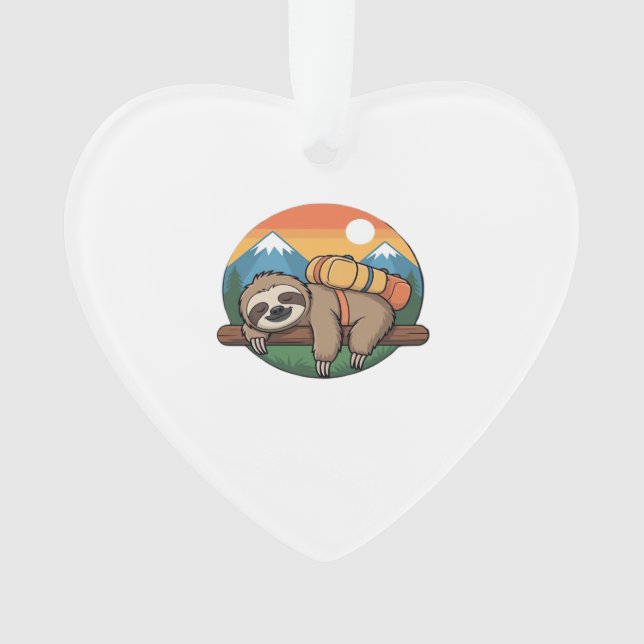 Funny Sloth Hiking Classic T-Shirt_1 Ornament (Vorderseite)