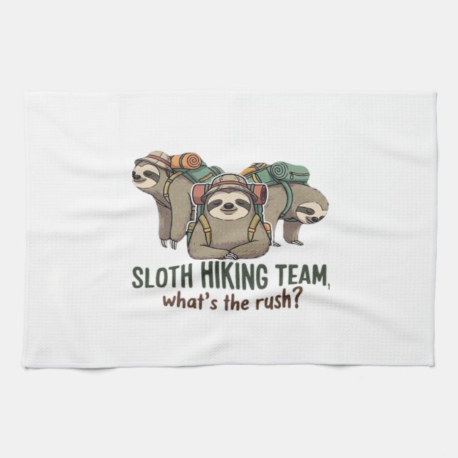 Funny Sloth Hiking Classic T-Shirt_5 Geschirrtuch (Horizontal)