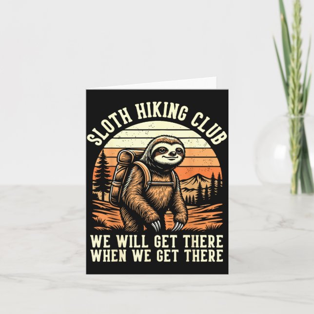 Funny Sloth Hiking Club Outdoor Hiker Men Women Vi Karte (Vorderseite)