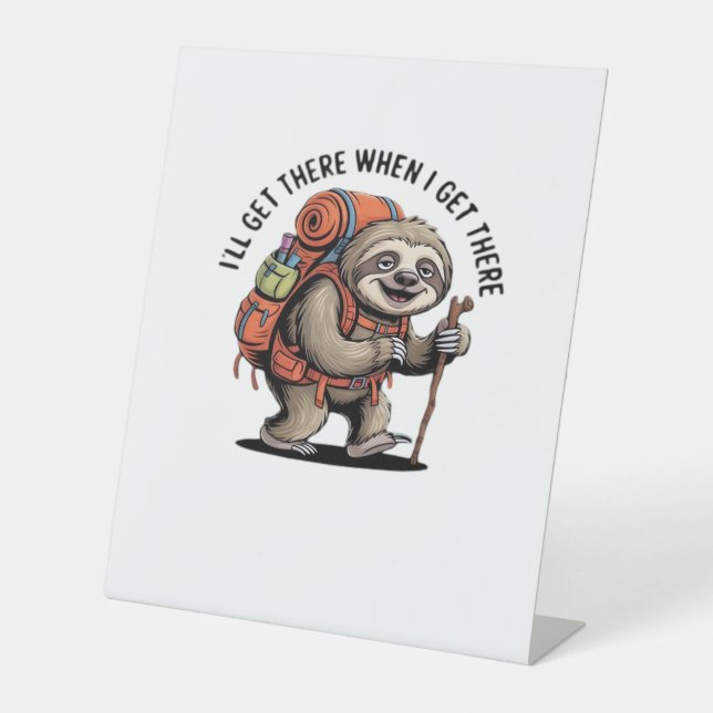 Funny Sloth Hiking Team - Slow and Steady Classic  Sockelschild (Vorderseite)