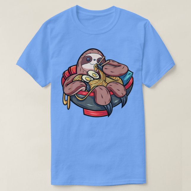 Funny Sloth In Ramen Soup Bowl Ramen Noodles Premi T-Shirt (Design vorne)