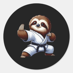 Funny Sloth Karate Martial Arts Japanisches Martia Runder Aufkleber