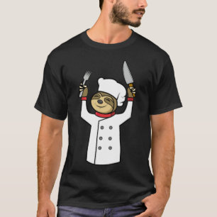 Funny Sloth Koch Cook Food GIft lustiger Kreuzsitz T-Shirt