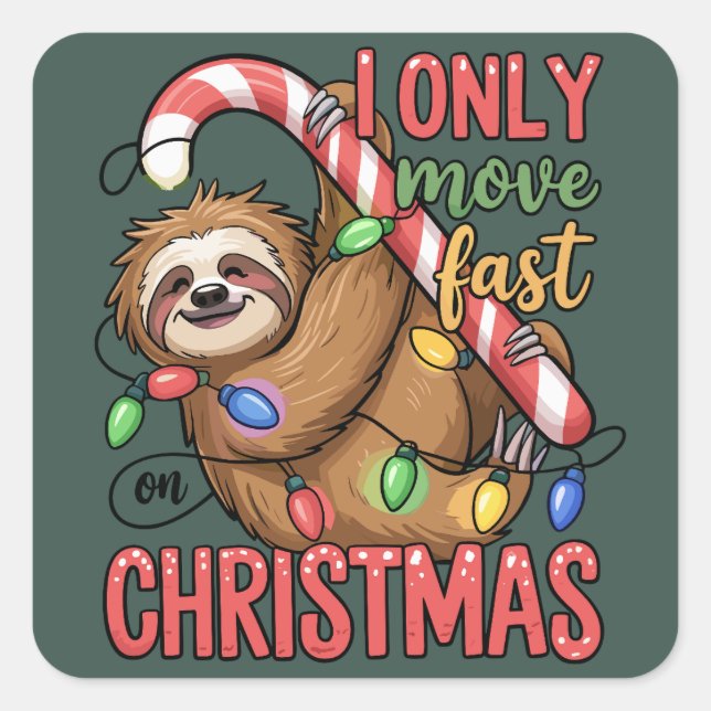 Funny Sloth Lover Weihnachts-Süße Tier Xmas Quadratischer Aufkleber (Vorderseite)