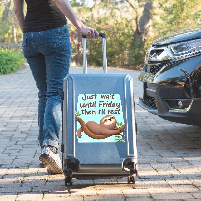 Funny Sloth on a Tree � Just Make It to Friday Ove Aufkleber (Koffer Insitu)