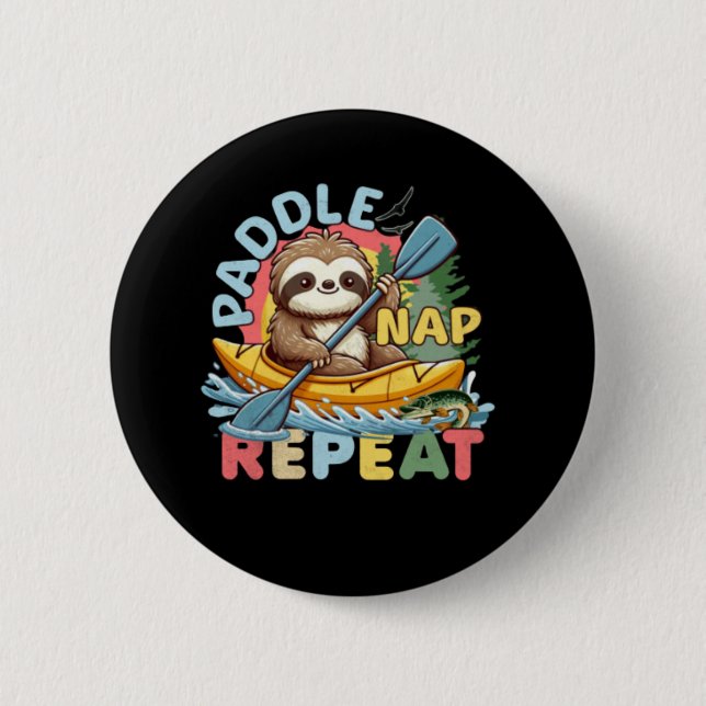 Funny Sloth Outdoor - Kayaking Sloth Button (Vorderseite)