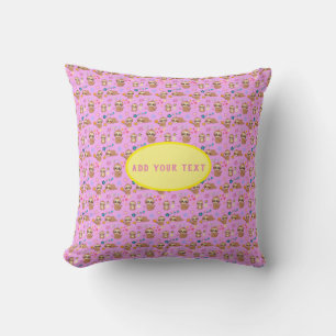 Funny Sloth Pink Muster Herz Text hinzufügen Kissen