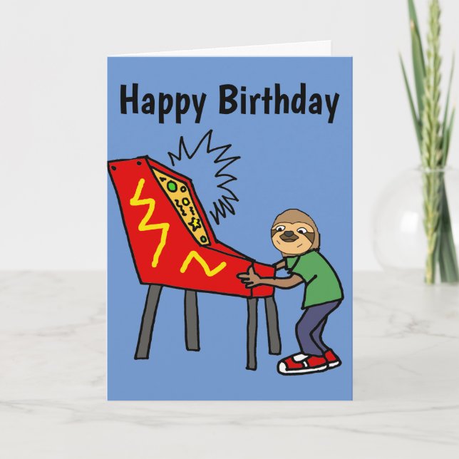 Funny Sloth Pinkball Cartoon Karte (Vorderseite)