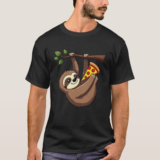 Funny Sloth Pizza T-Shirt - Sloth Lover Geschenk (Vorderseite)