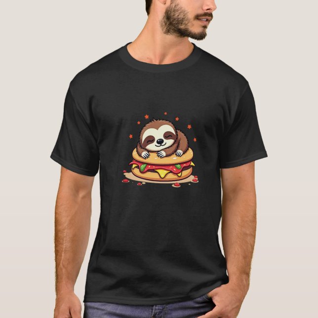Funny Sloth Pizza T-Shirt - Sloth Lover Geschenk,  (Vorderseite)