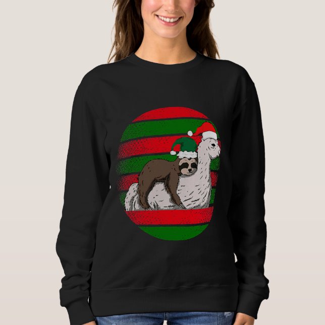 Funny Sloth Riding auf Llama Retry Sweatshirt (Vorderseite)