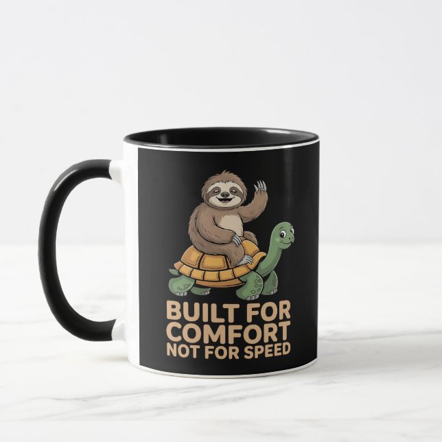 Funny Sloth Riding Turtle Tasse (Links)