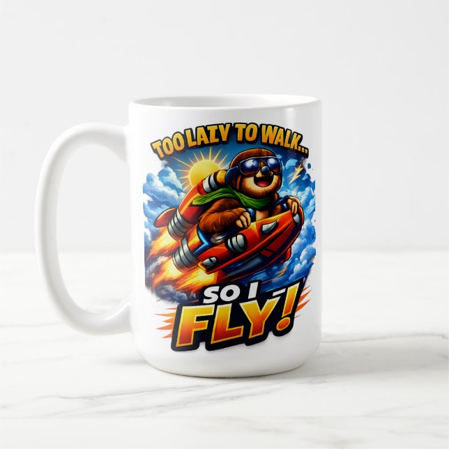 Funny Sloth Rocket Meme, Too Lazy to Walk So I Fly Kaffeetasse (Links)