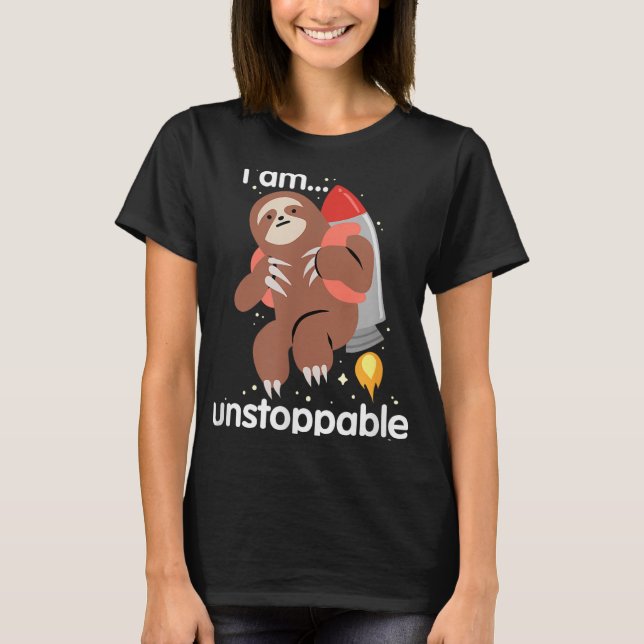 Funny Sloth Shirt I Bin Unstoppable Trex Jetpack S (Vorderseite)