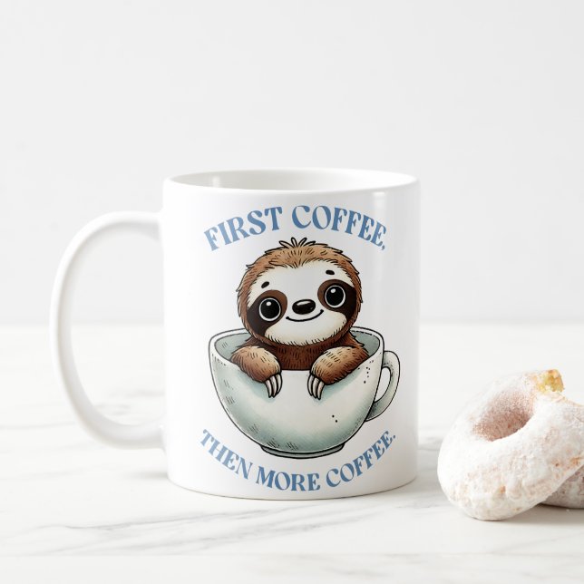 Funny Sloth Sublimation Kaffeetasse (Mit Donut)