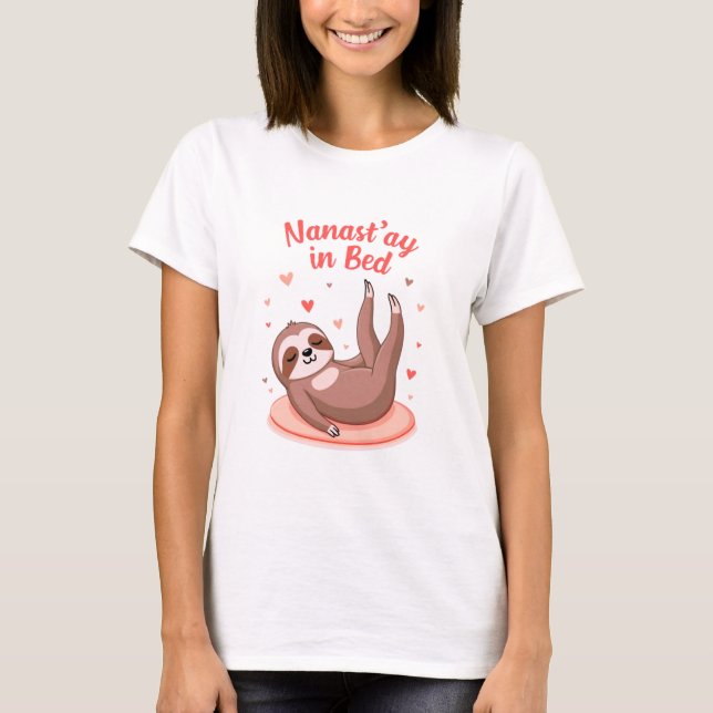 Funny Sloth T - Shirt - Lazy Sloth Doing Yoga im B (Vorderseite)
