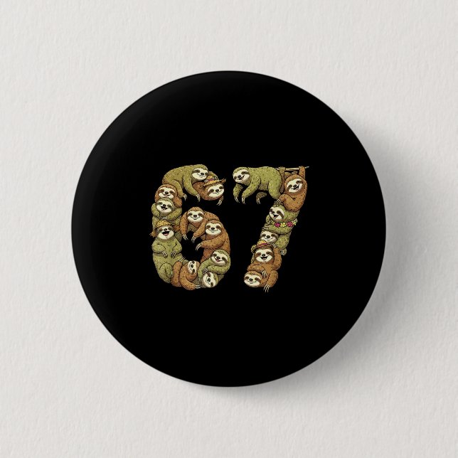 Funny Sloth Tribal 6 7 Meme Six Seven Love  Button (Vorderseite)