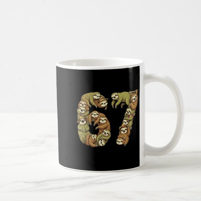 Funny Sloth Tribal 6 7 Meme Six Seven Love  Kaffeetasse (Rechts)