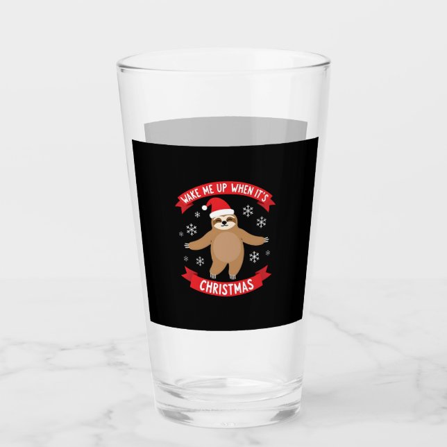 Funny Sloth wake me up when its Christmas Xmas Cut Glas (Vorderseite)