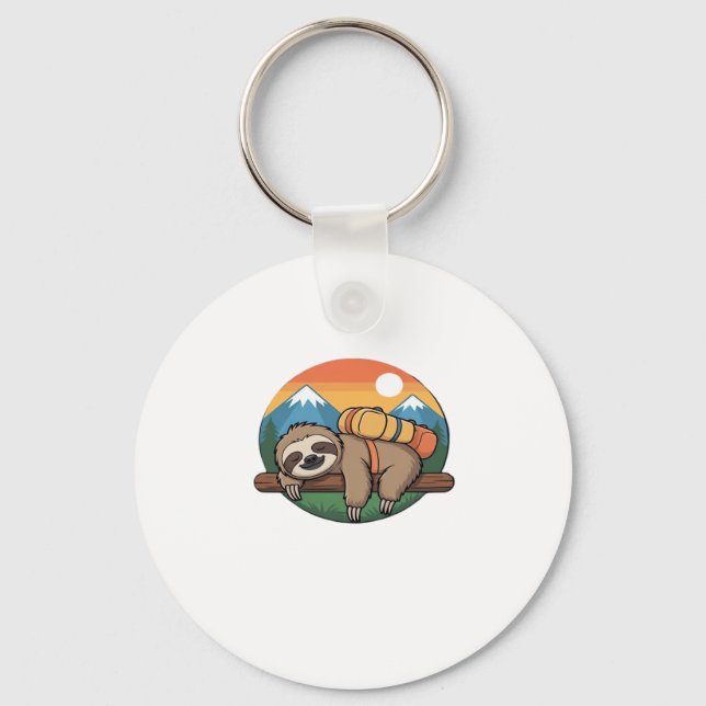 Funny Sloth Wandern Klassischer T - Shirt_1 Schlüsselanhänger (Vorderseite)