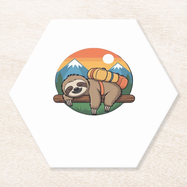 Funny Sloth Wandern Klassischer T - Shirt_1 Untersetzer (Vorderseite)