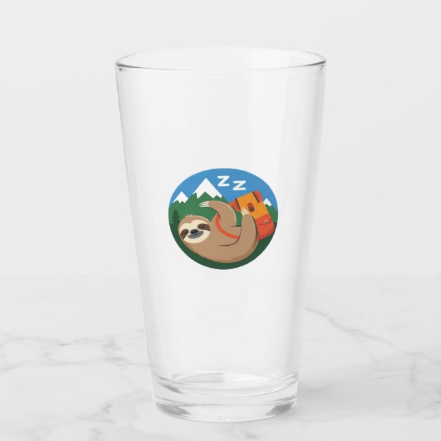 Funny Sloth Wandern Klassischer T - Shirt_2 Glas (Vorderseite)